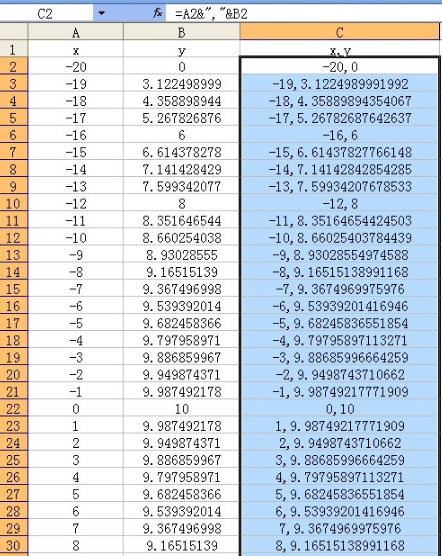 利用EXCEL公式計(jì)算坐標(biāo)點(diǎn)在CAD中畫(huà)曲線